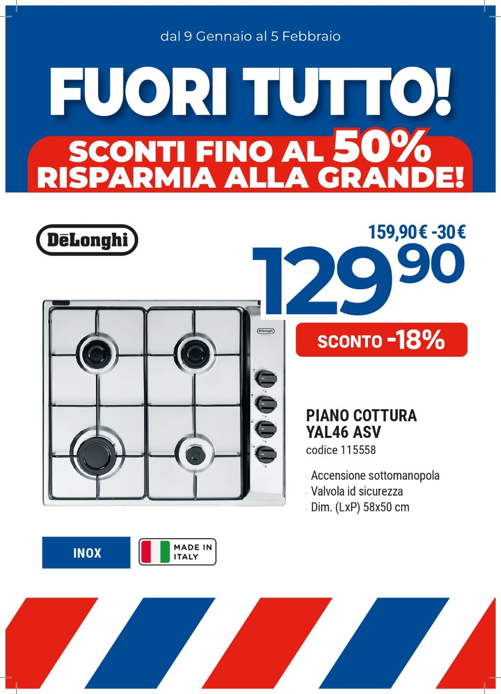 PIANO COTTURA DE LONGHI YAL46ASV